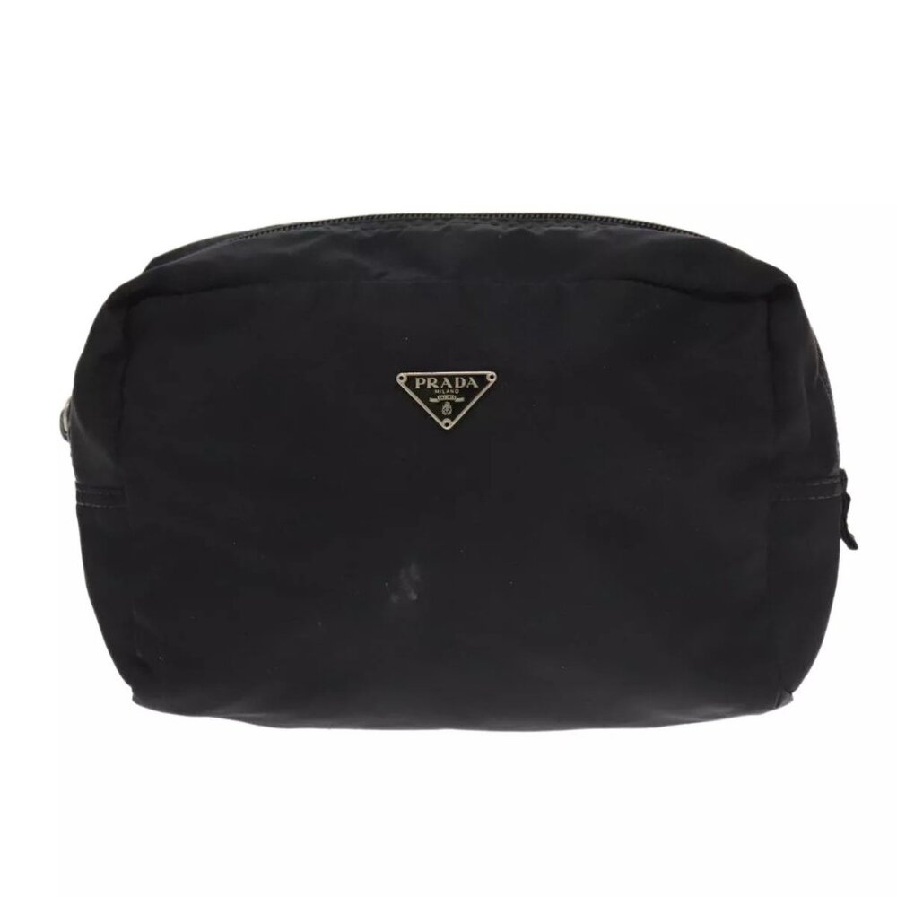 Prada Pouch Nylon Black Silver Auth - image 2